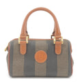 FENDI Pequin PVC Leather Mini Boston Bag Khaki Brown Black 25902