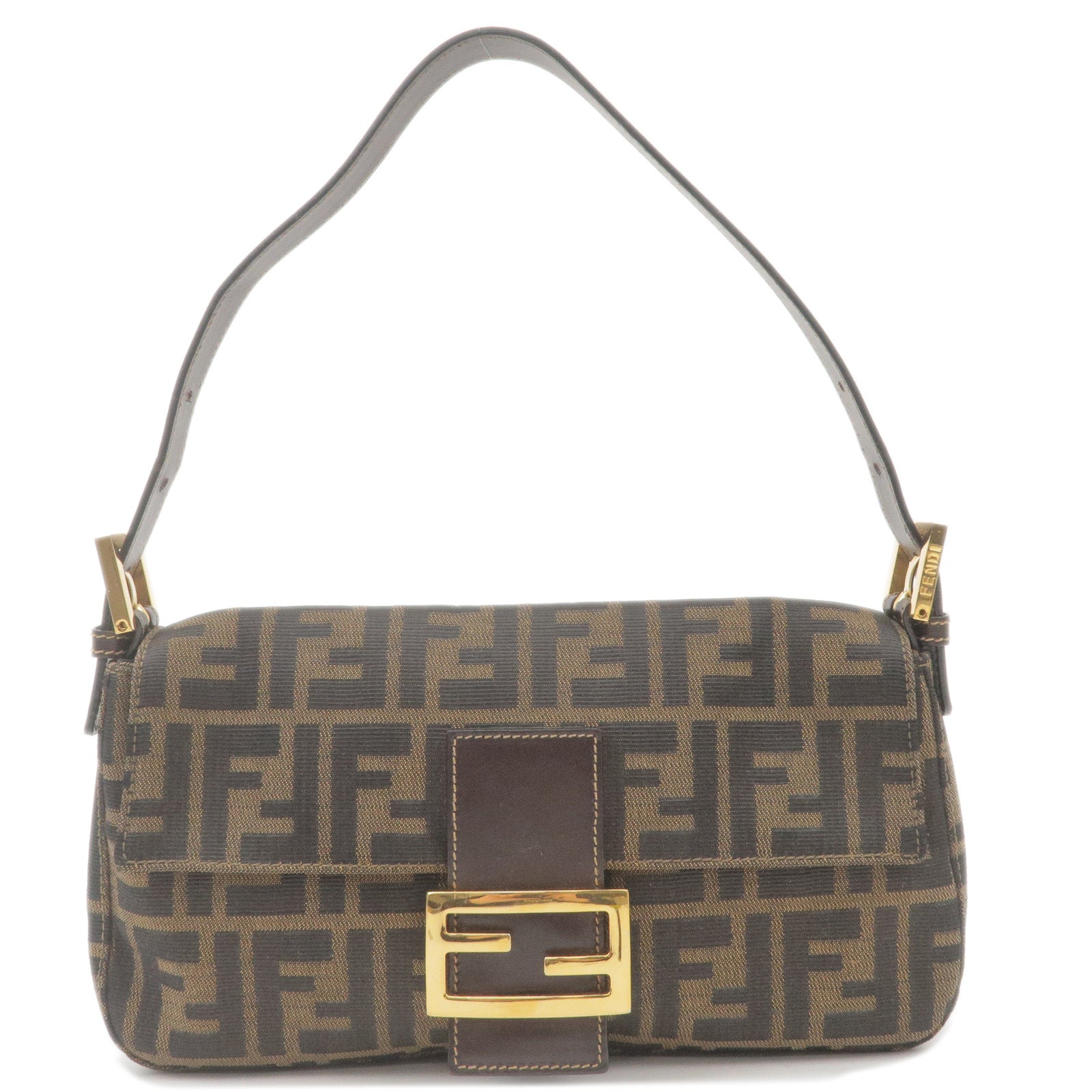 FENDI Zucca Mamma Baguette Canvas Leather Shoulder Bag 8BR000