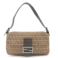 FENDI Zucchino Mamma Baguette Canvas Leather Shoulder Bag 8BR000