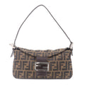 FENDI Zucca Canvas Leather Shoulder Bag Khaki Black Brown 26725