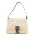 FENDI Zucca Mamma Baguette Canvas Leather Shoulder Bag 26325