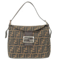 FENDI Zucca Canvas Leather Shoulder Bag Brown Black 26426