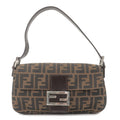 FENDI Mamma Baguette Zucca Canvas Leather Bag Beige 26424
