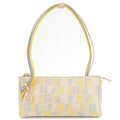 FENDI Zucchino Canvas Leather Hand Bag Pouch Beige 8BR513