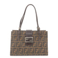 FENDI Zucca Canvas Leather Shoulder Bag Brown Black 15808