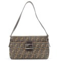 FENDI Zucca Canvas Leather Shoulder Bag Khaki Black Brown 26566
