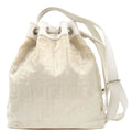 FENDI Zucca Nylon Leather Shoulder Bag White Ivory
