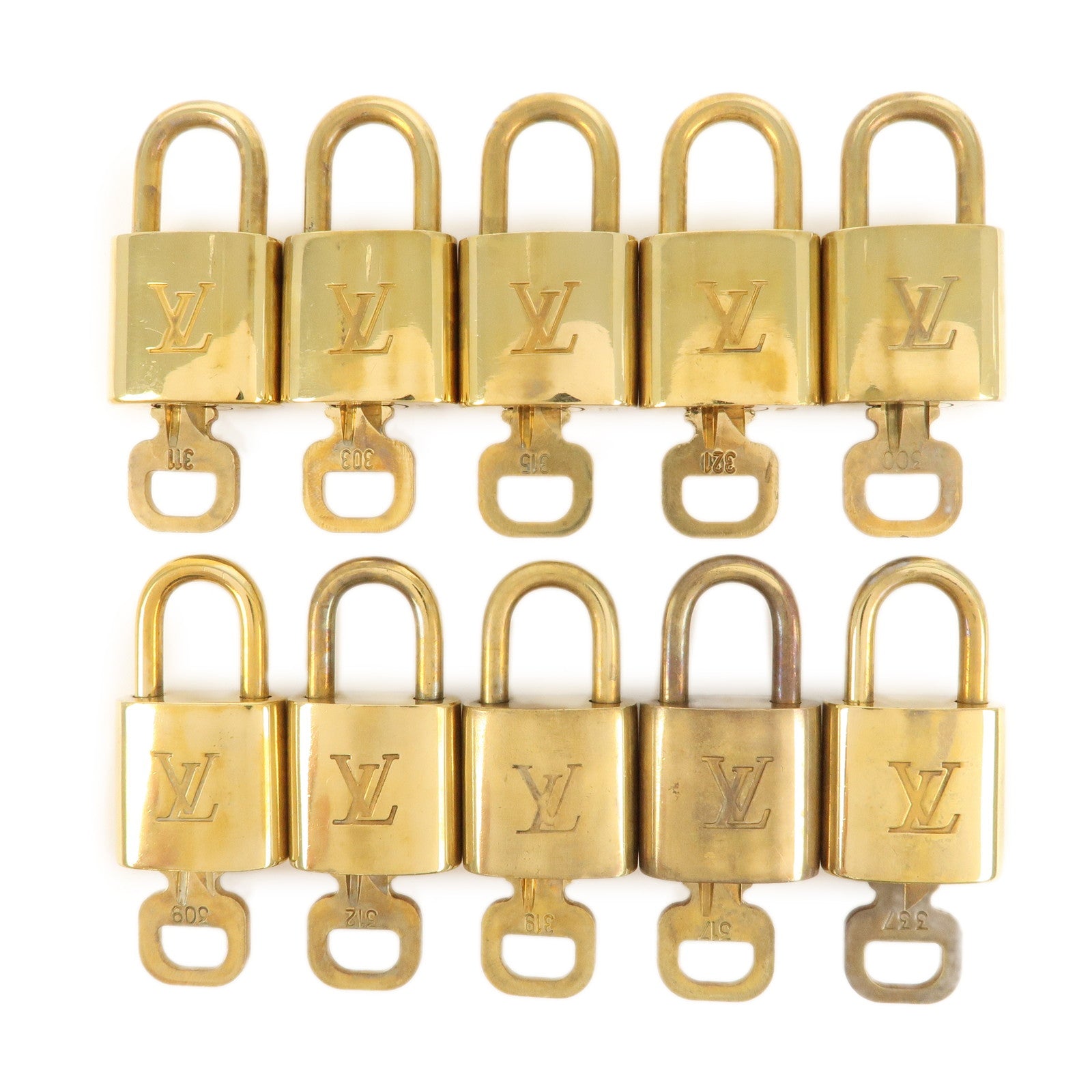 Louis Vuitton Set of 10 Lock & Key Cadena Key Lock Gold