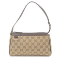 GUCCI Abbey GG Canvas Leather Pouch Hand Bag Beige Brown 145750