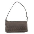 FENDI Zucchino Canvas Leather Hand Bag Brown Black 8BR249