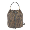 FENDI Zucca Canvas Leather 2Way Drawstring Back Pack Brown Black