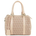 FENDI Zucchino Canvas Leather Boston Bag Pink Beige 8BL068