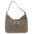 FENDI Zucca Canvas Leather Shoulder Bag Khaki Brown Black 26569