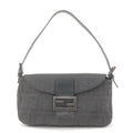 FENDI Zucca Canvas Leather Mamma Baguette Hand Bag Black 8BR003