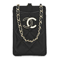 Lambskin Quilted Chanel Card Holder On Chain Black