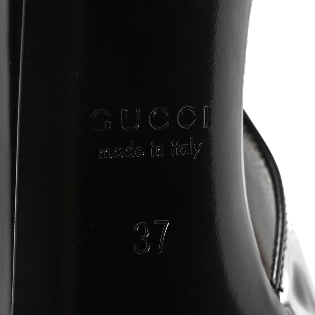 Gucci Vernice Crystal Nappa Charlotte Marina Slingback Pumps 37 Black