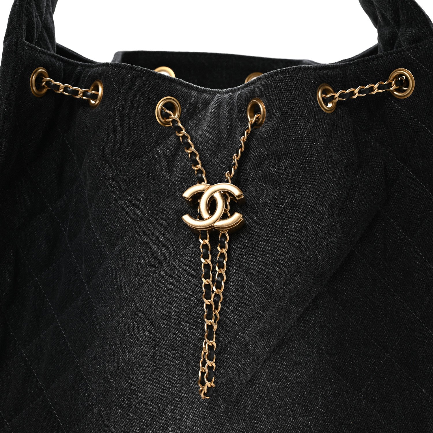 Chanel Washed Denim Quilted Medium Chanel 25 Handbag Black