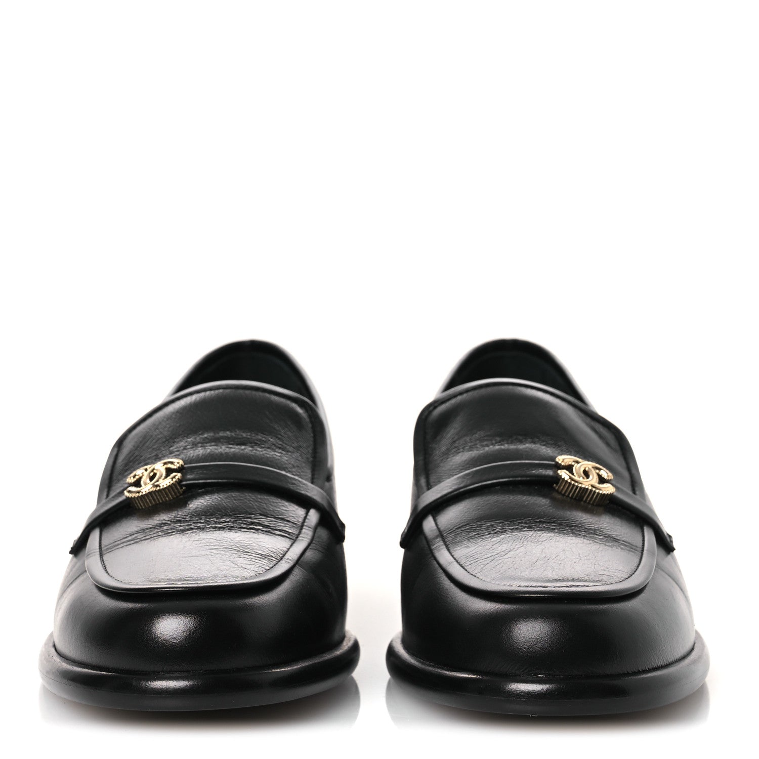 Chanel Shiny Calfskin CC Moccasins 41 Black