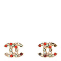 Metal Crystal CC Earrings Gold Multicolor