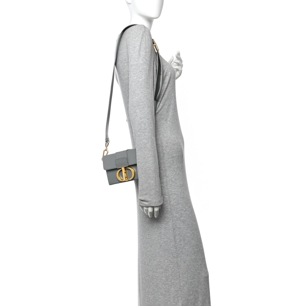 Christian Dior Box Calfskin 30 Montaigne Box Bag Gray