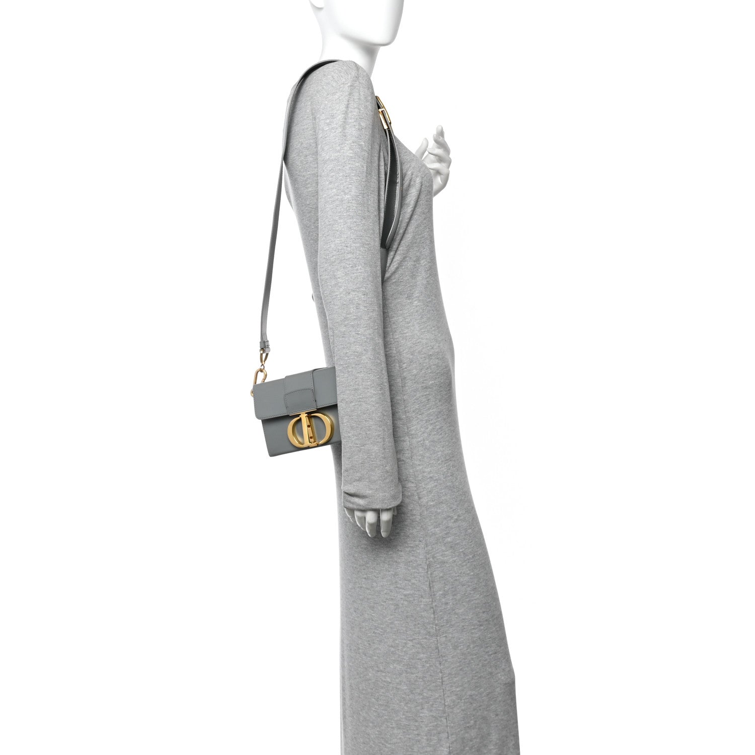 Christian Dior Box Calfskin 30 Montaigne Box Bag Gray