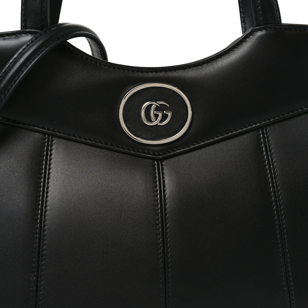 Gucci Calfskin Petite GG Small Tote Bag Black