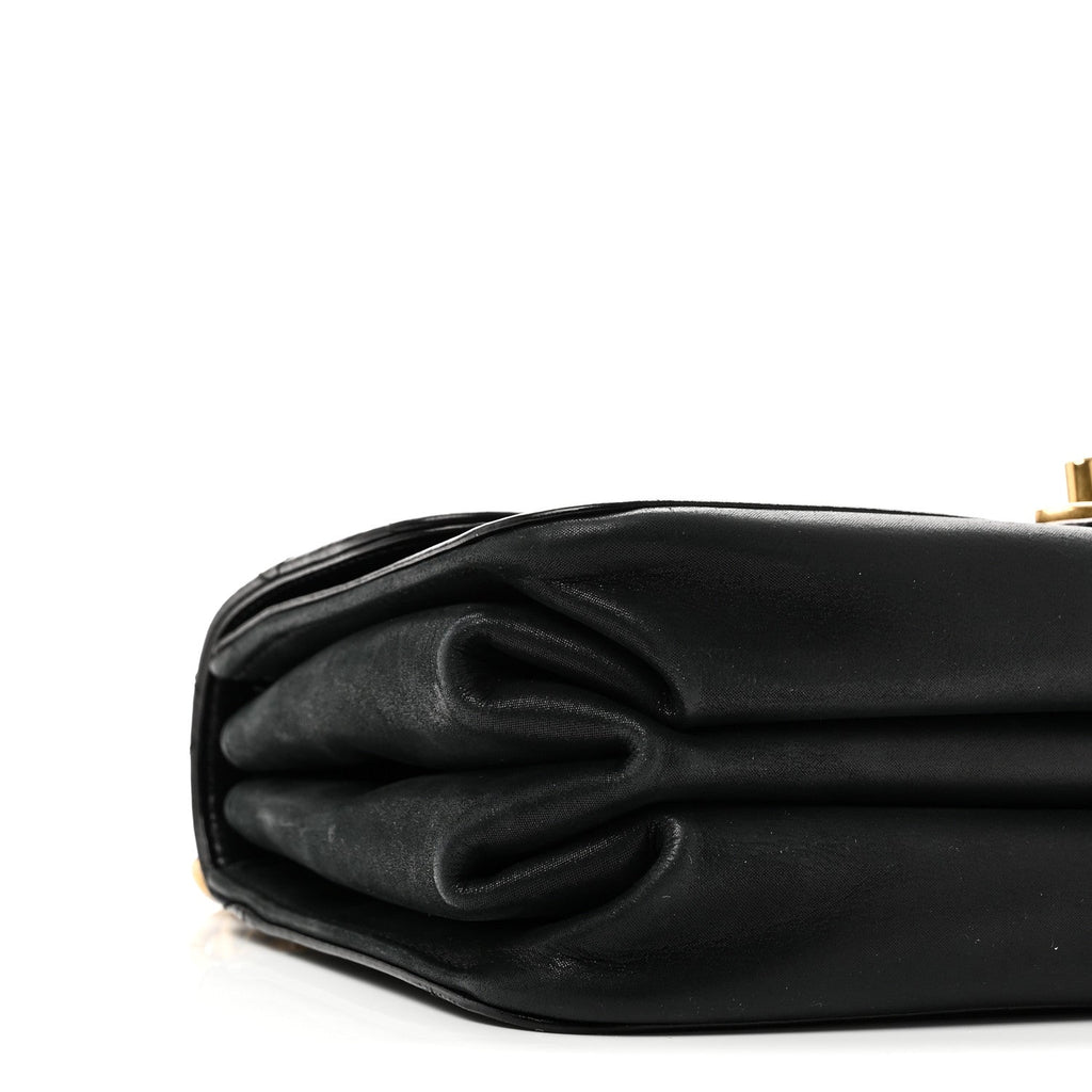 Chanel Iridescent Calfskin Quilted Small Straight Lined Flap Black