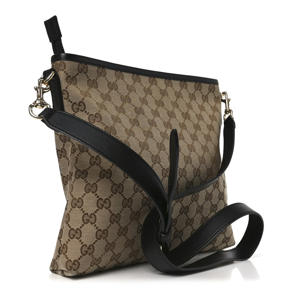 Gucci GG Monogram Web Flat Messenger Bag Black