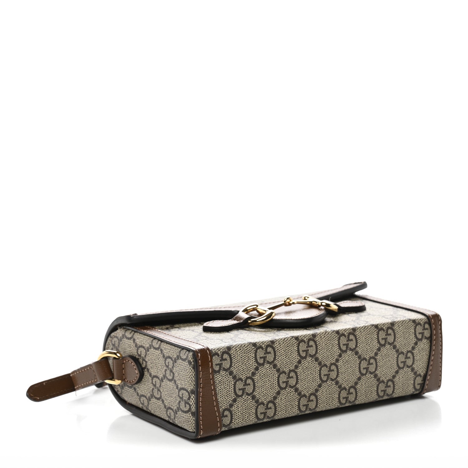 Gucci GG Supreme Monogram Mini Horsebit 1955 Shoulder Bag Beige Brown Sugar