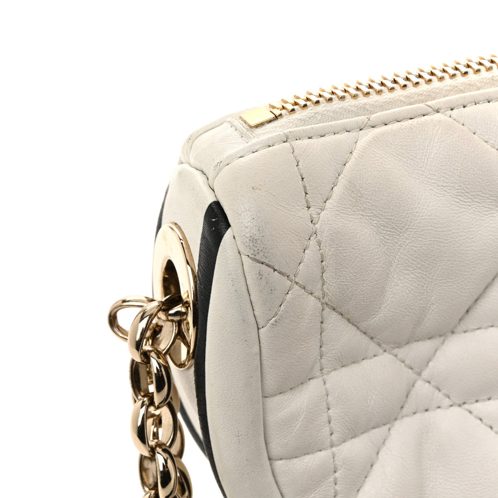 Christian Dior Lambskin Cannage Small Dior Vibe Hobo Bag White