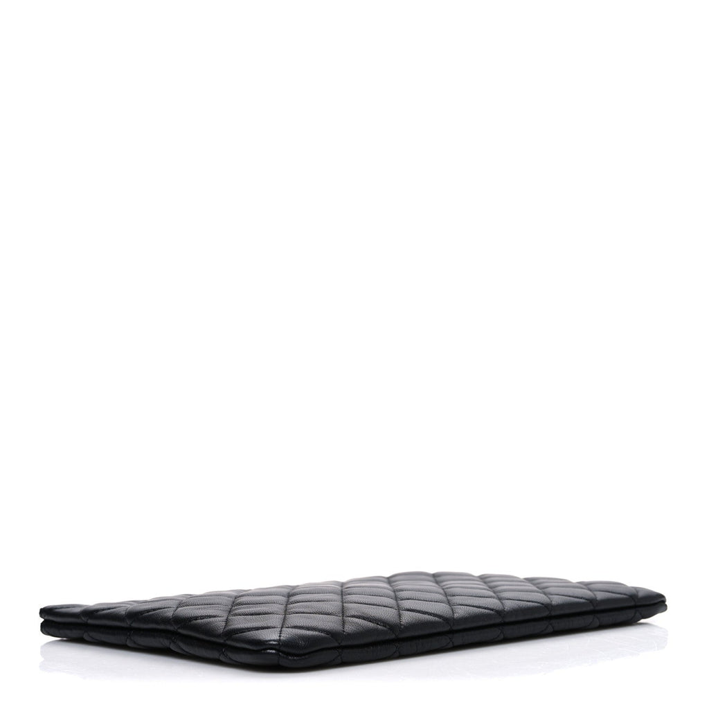 Lambskin Quilted Medium Cosmetic Case Black