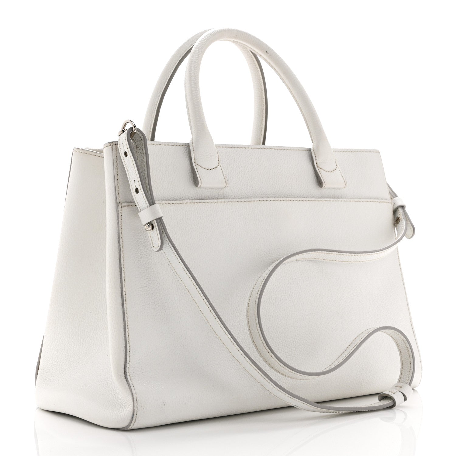 Chanel Grained Calfskin Small Neo Executive Shopper Tote White