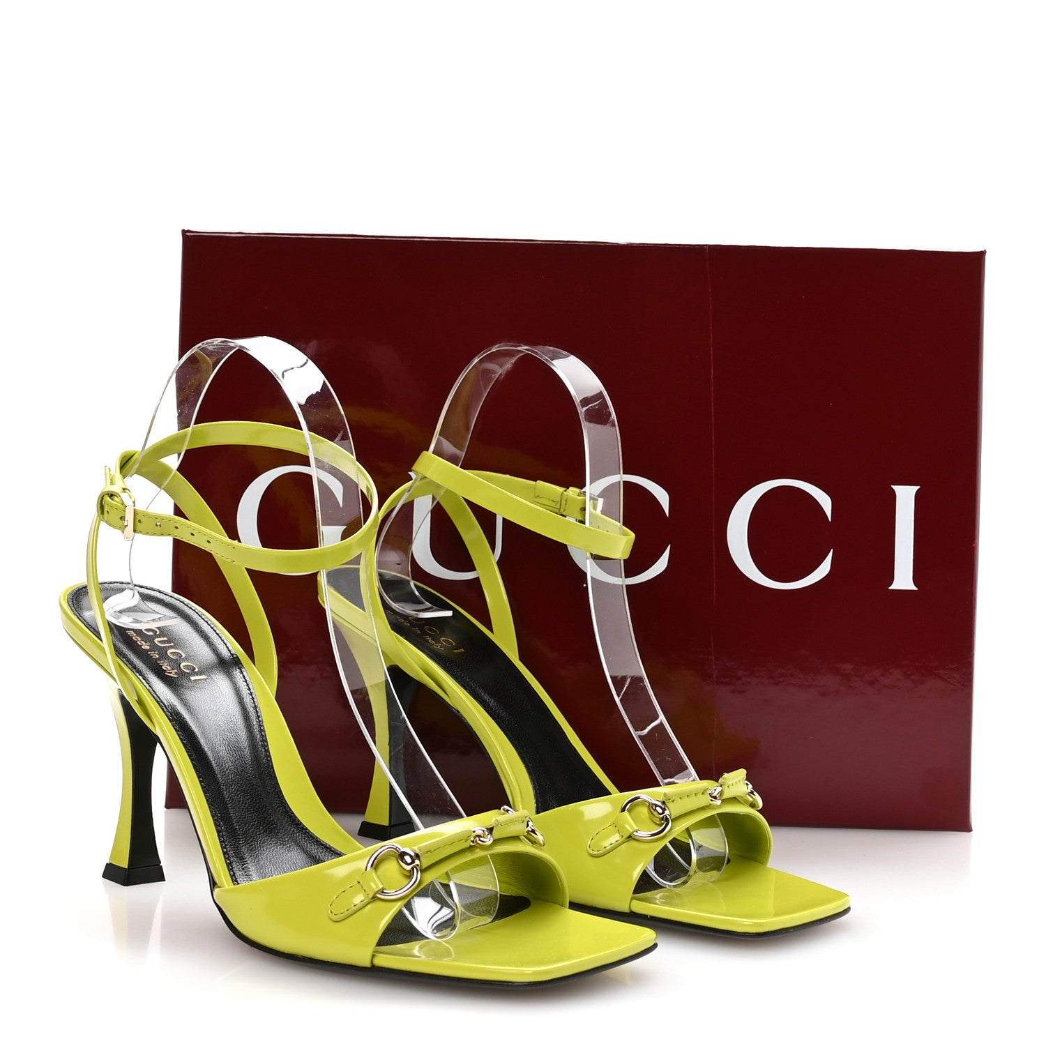Gucci Regent Calfskin Horsebit Selene 85mm Slingback Sandals 39 Firefly