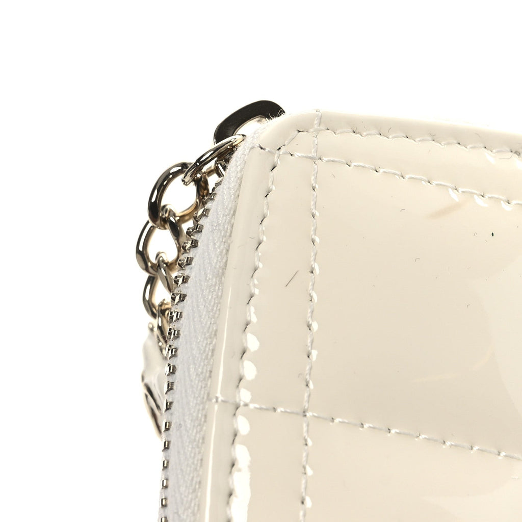 Chanel Patent Calfskin Resin Quilted CC Heart Clutch With Chain Black