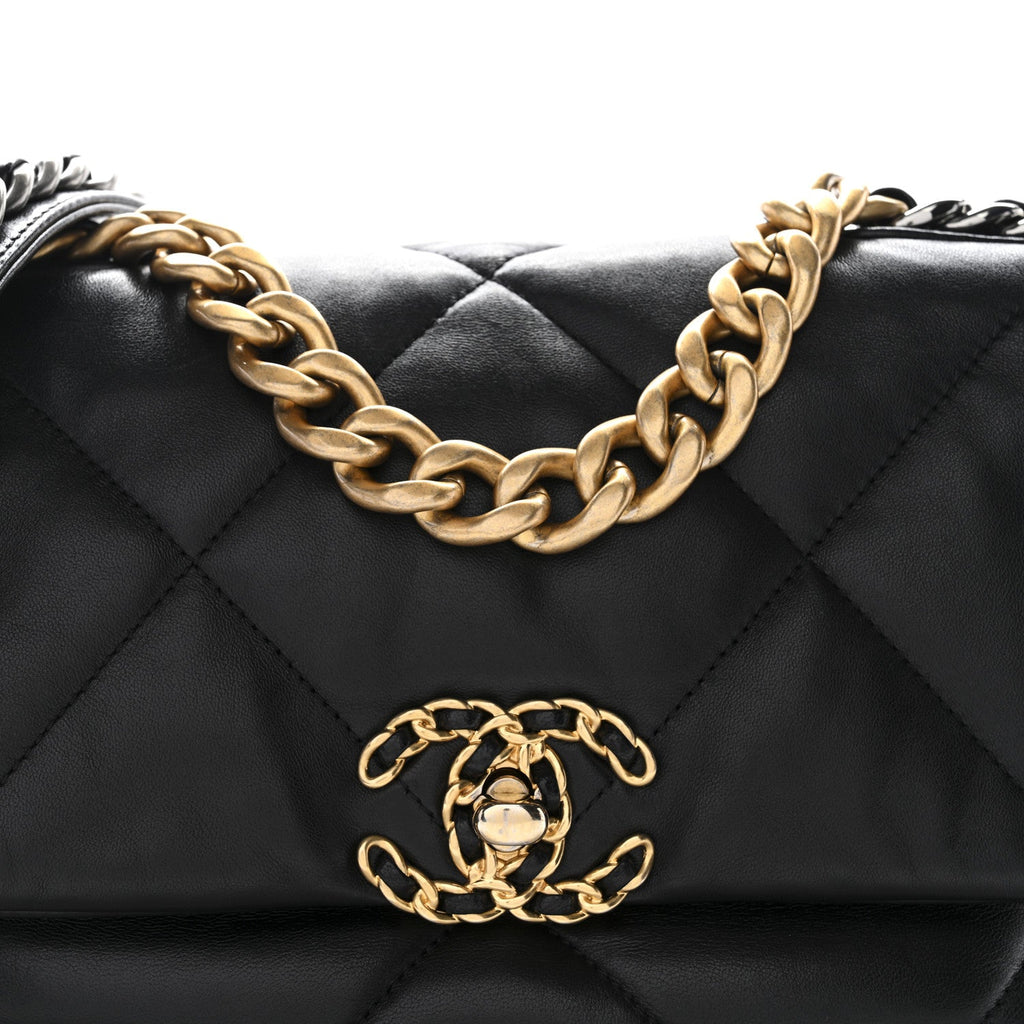 Chanel Lambskin Quilted Medium Chanel 19 Flap Black