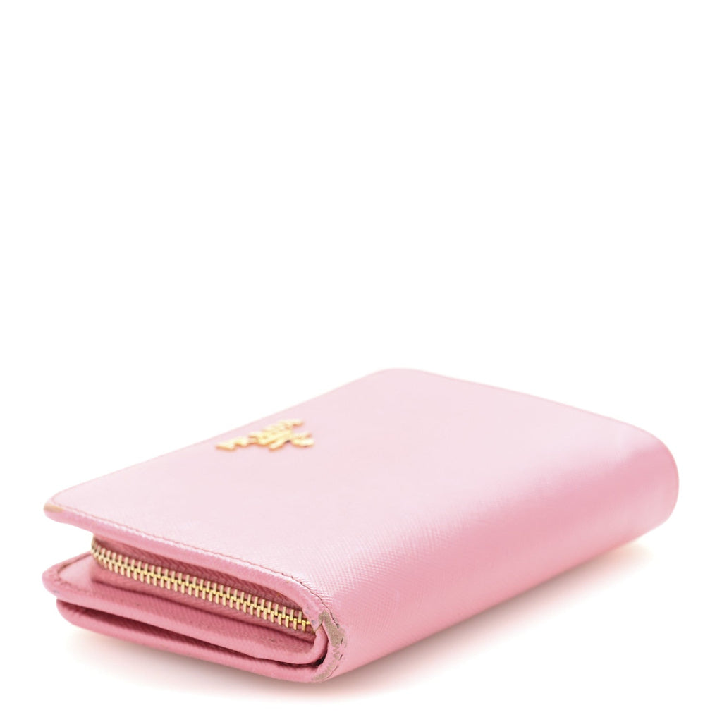 Prada Saffiano Metal Compact Wallet Geranio