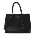 Prada Saffiano Cuir Large Double Bag Black Fuoco