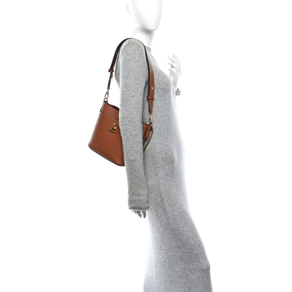 Louis Vuitton Calfskin Lock and Walk Bucket Cognac