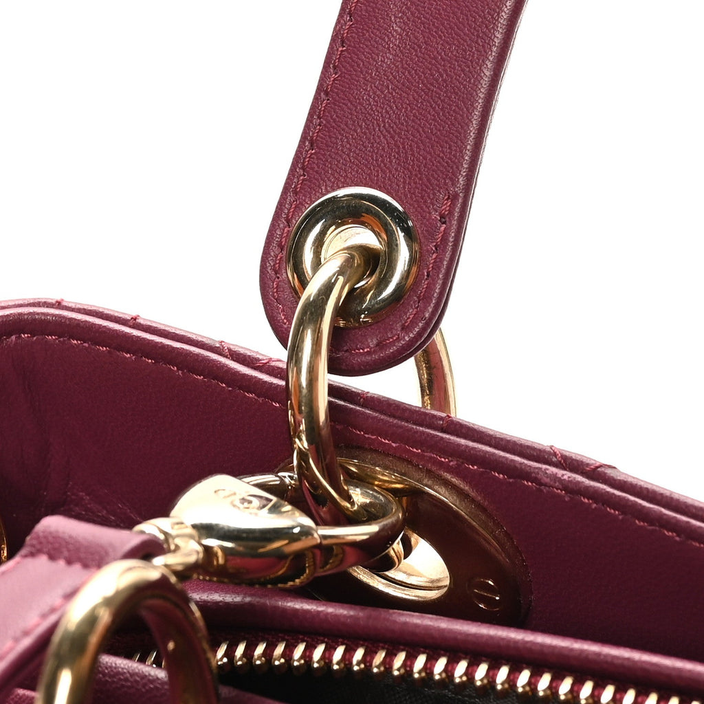 Christian Dior Lambskin Cannage Medium Lady Dior Purple