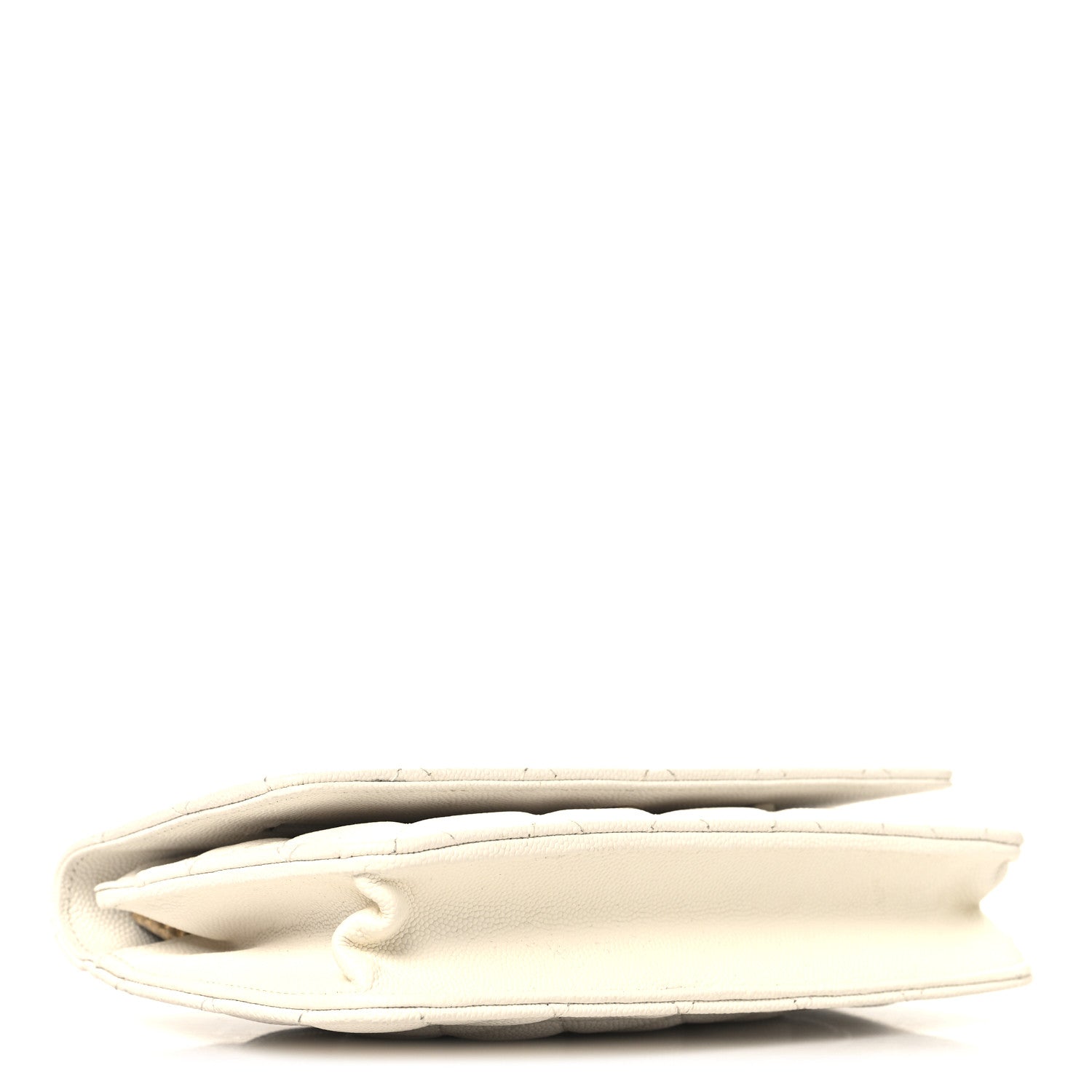 Chanel Shiny Caviar Quilted Flap Charm Wallet On Chain WOC White