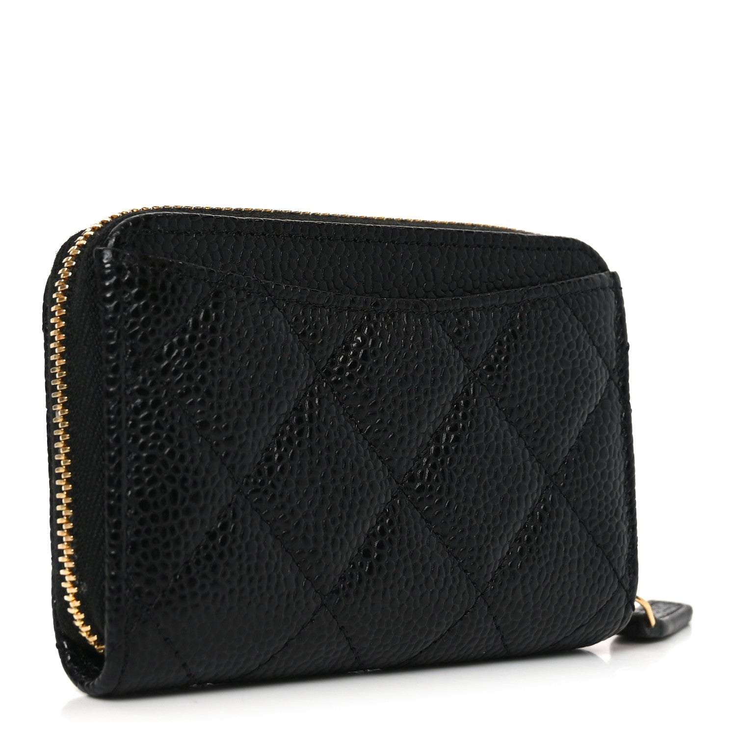 Caviar Quilted Zip Coin Purse Black
