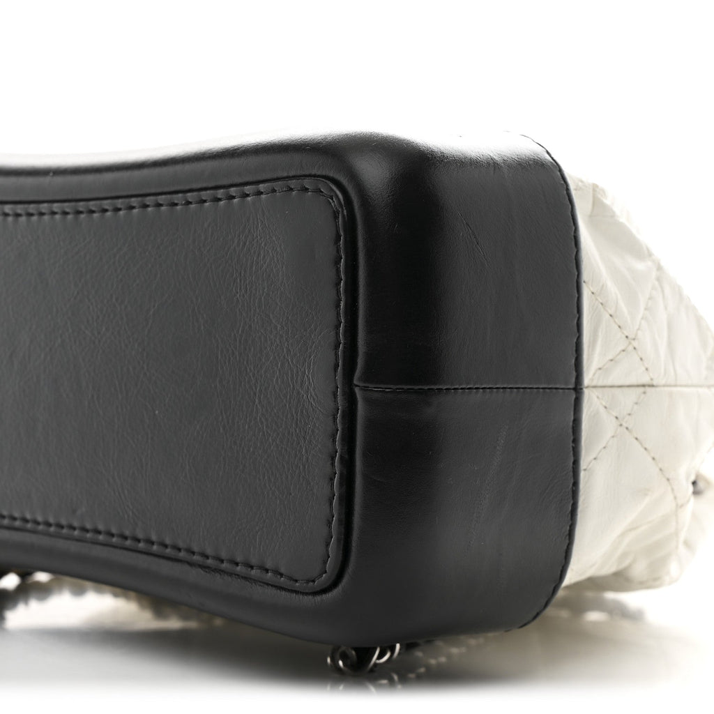 Chanel Aged Calfskin Quilted Small Gabrielle Backpack Black White