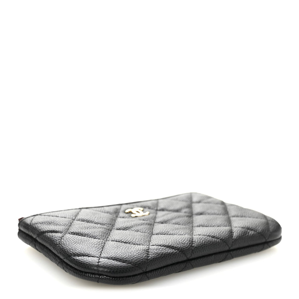 Caviar Quilted Small Cosmetic Case Black