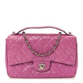 Chanel Elaphe Snakeskin Quilted Medium Easy Carry Flap Purple