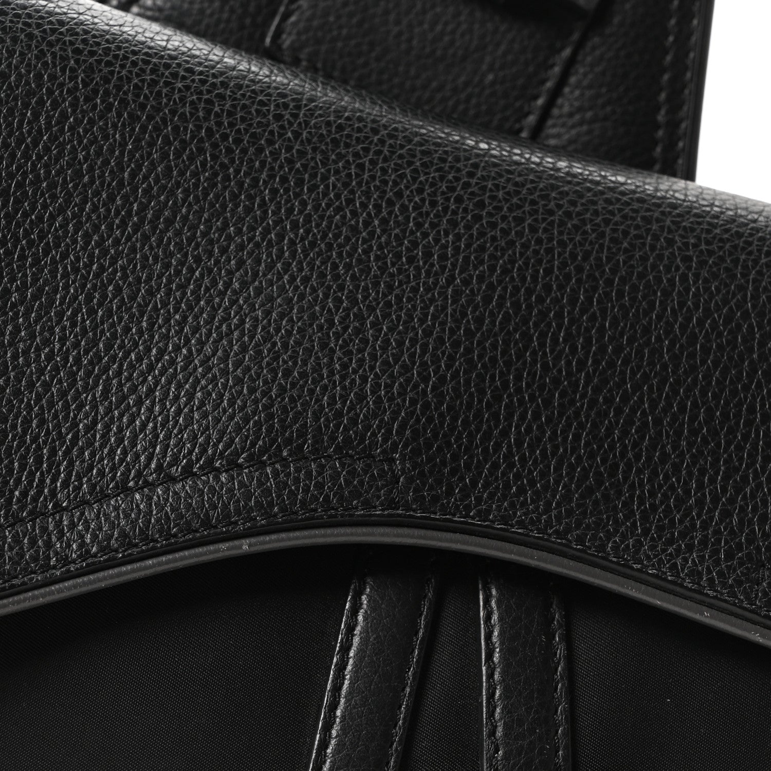 Christian Dior X Sacai Grained Calfskin Technical Fabric Mens Saddle Bag Black