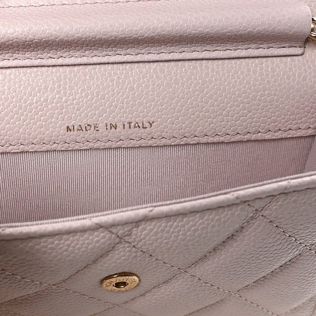Chanel Caviar Quilted Miss Coco Clutch With Chain Light Purple