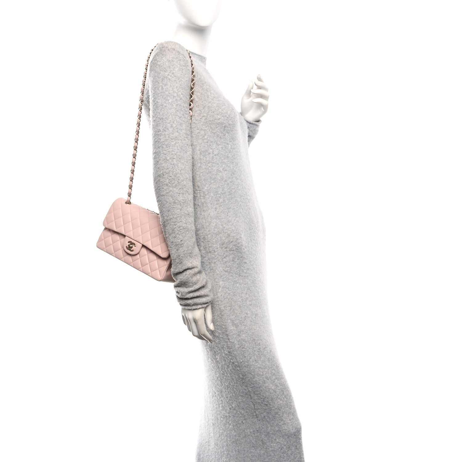 Chanel Lambskin Quilted Small Double Flap Light Pink