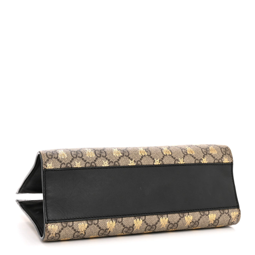 Gucci GG Supreme Monogram Bees Small Padlock Tote Beige Oro Black