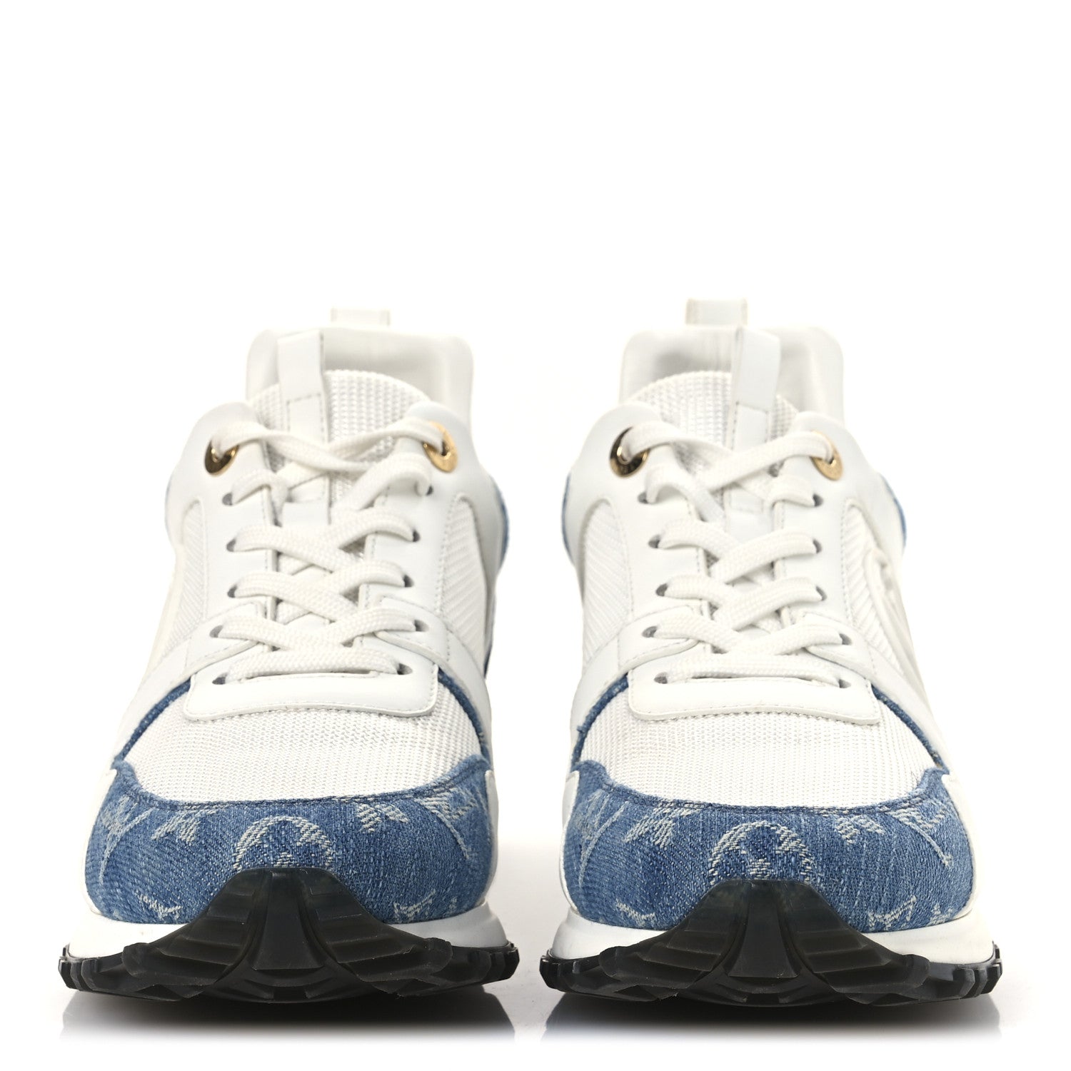 Louis Vuitton Calfskin Monogram Denim Run Away Sneakers 39 White