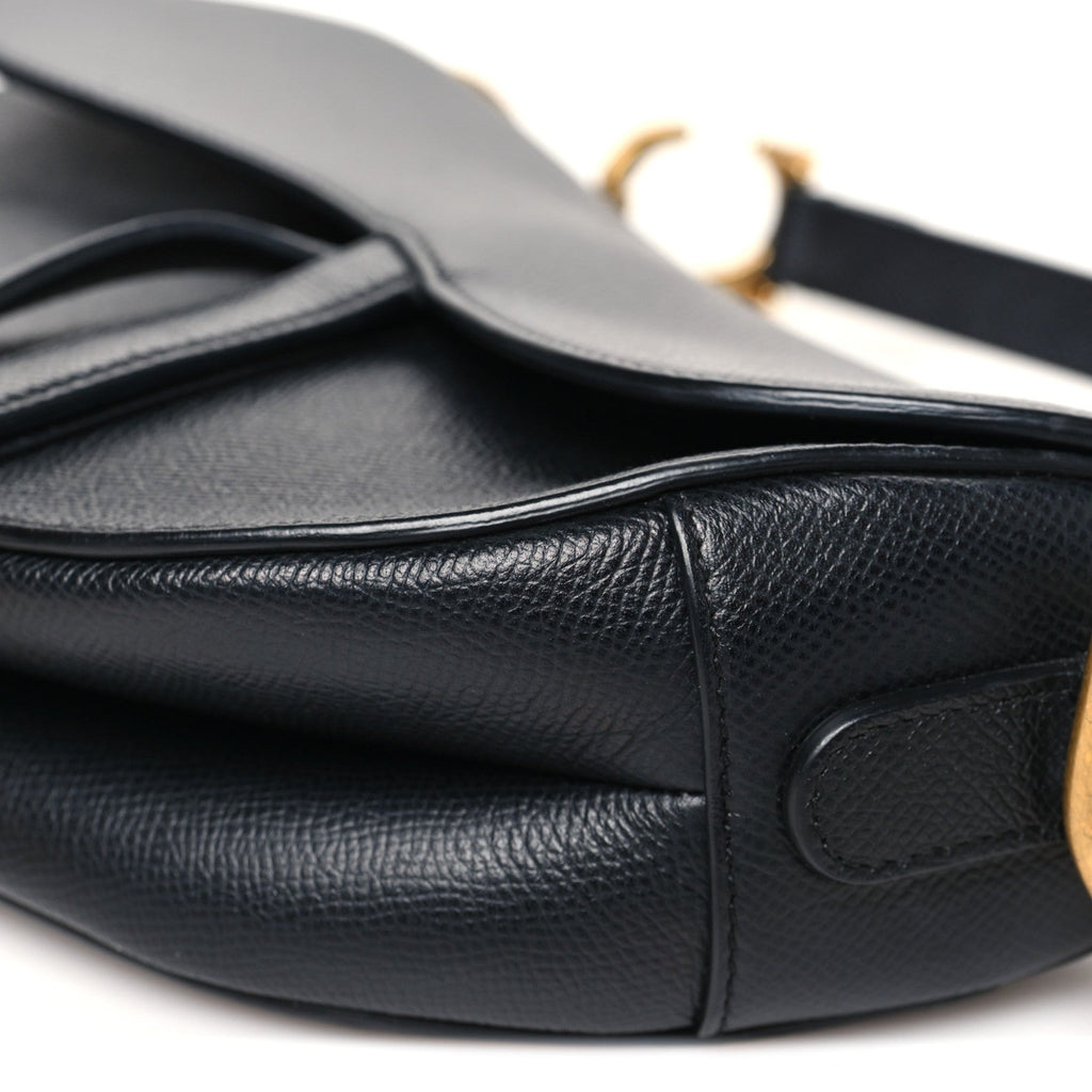 Christian Dior Grained Calfskin Saddle Bag Black
